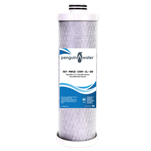 Penguin Water 2.5" X 9" Carbon Block Chloramine Removal With Double O-Ring Seal