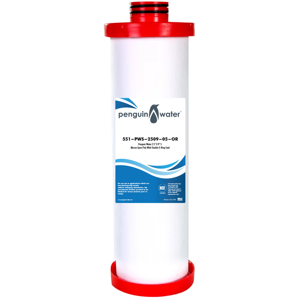 Penguin Water 2.5" X 9" 5 Micron Spun Poly With Double O-Ring Seal